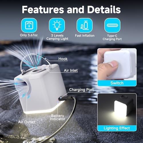 Clopria Portable Air Pump with Camping Light