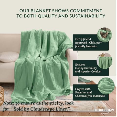 Cloudscape Linen Soft 8 Layer Cotton Muslin Blanket King Size