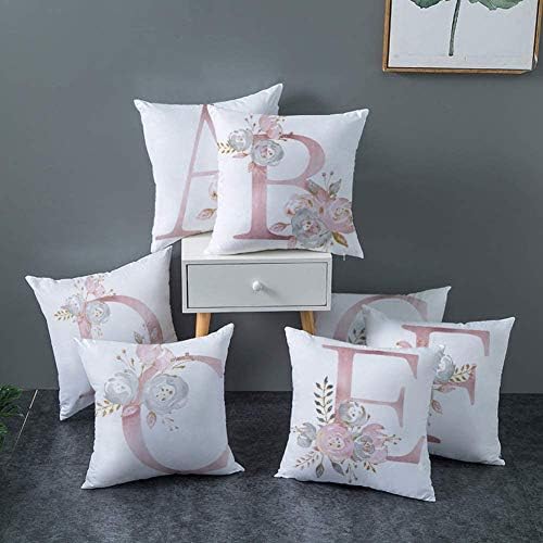 AHAHM Throw Pillow Cover with Letter H 18x18 Inch Soft Floral Design