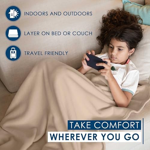 Martex Twin Fleece Throw Blanket - Beige