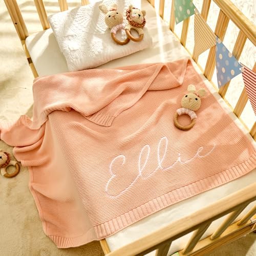 Personalized Custom Embroidered Chunky Knit Baby Blanket 40x30 Inch