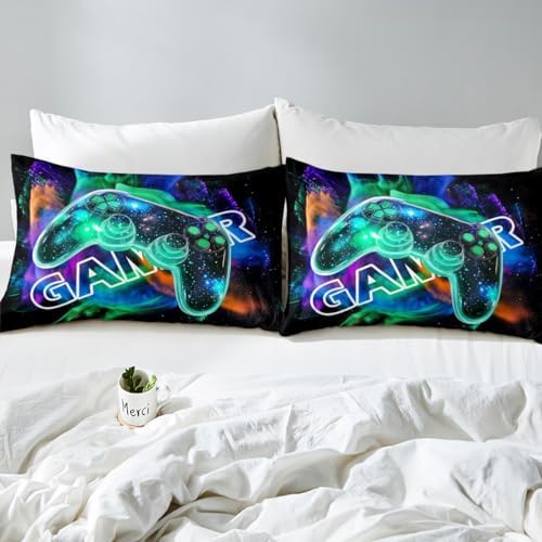 Cool Gaming Fitted Sheet Set Twin Size with 1 Pillowcase