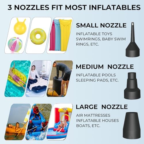 EIHUP Air Pump with 3 Nozzles for Mattress Boat Pool