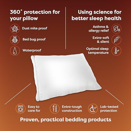HOSPITOLOGY Pillow Encasement - Waterproof Hypoallergenic Set of 2