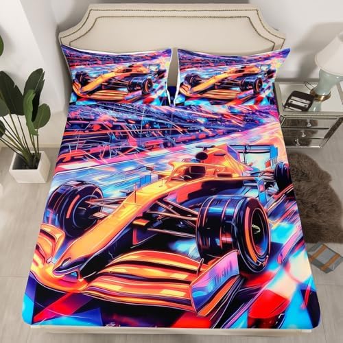 Castle Fairy Race Car Fitted Sheet Set for Kids