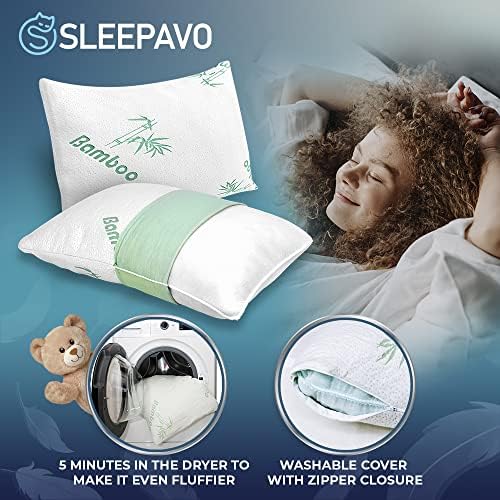 Sleepavo Memory Foam Pillows Set of 2 - Cooling Queen Size