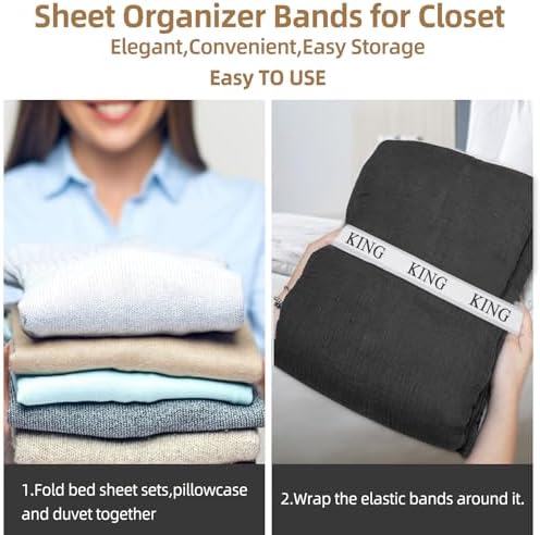 Damukoo Bed Sheet Bands - 4PCS Twin Pack for Organizing and Storage