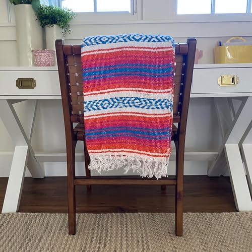 Del Mex Classic Mexican Blanket 70x50 OrangePinkBlue