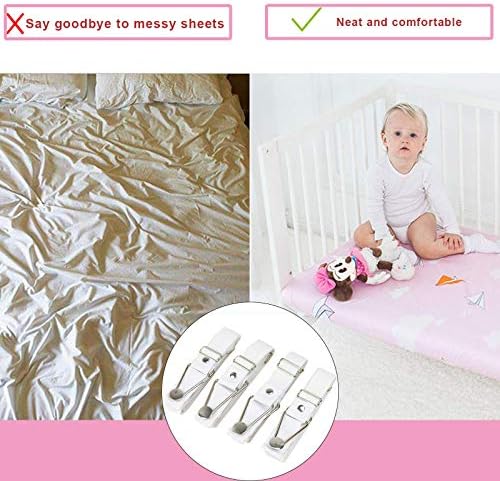 Luckyyao Adjustable Bed Sheet Straps with Elastic Clips and Metal Buckles