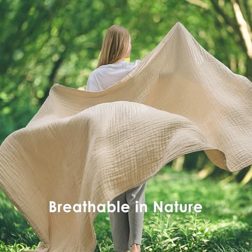 EMME Light Tan Muslin Throw Blanket 50x70