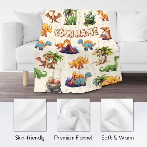 CUSPCOD 30x40 Flannel Dinosaur Throw Blanket for Kids