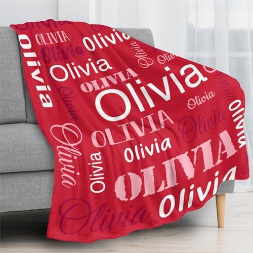 Custom Name Blanket with Personalized Design for Kids and Adults Red