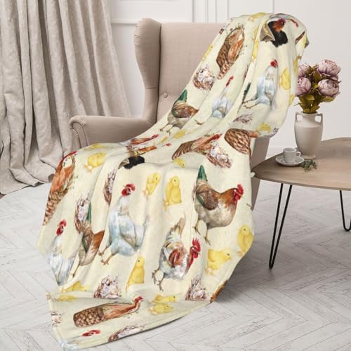 Cozy Flannel Blanket with Cute Chicken Pattern - 50x40 Inches