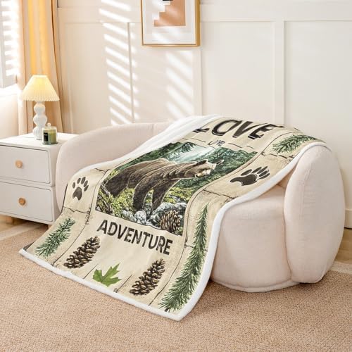 Feelyou Rustic Cabin Fleece Throw Blanket for Bed Sofa