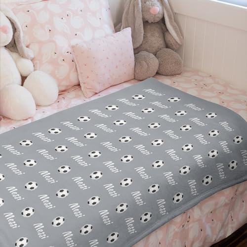 Personalized Soccer Blanket with Name Ultra Soft Micro Flannel
