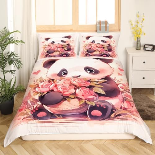 Feelyou Panda Bedding Set Twin - Cute 3D Print Duvet Cover Pillow Case
