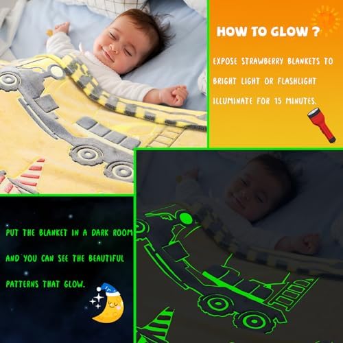 Glow in The Dark Digger Throw Blanket for Kids 1