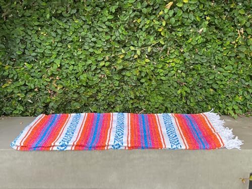 Del Mex Classic Mexican Blanket 70x50 OrangePinkBlue