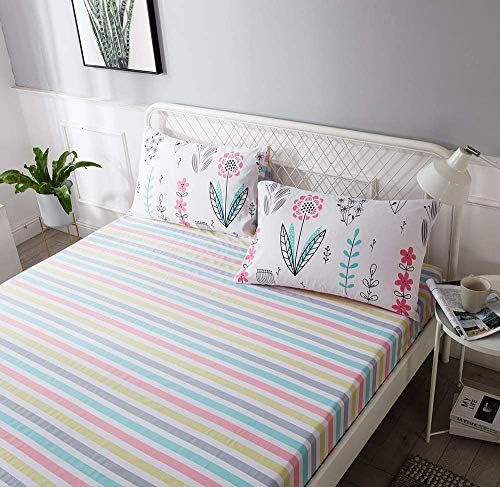 AMWAN Cotton Striped Fitted Sheet Queen