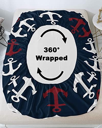 Twin Fitted Sheet Deep Pocket with Elastic Nautical Design