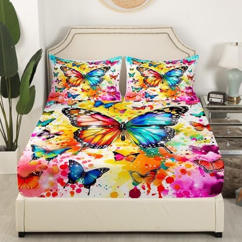 Castle Fairy Butterfly Fitted Sheet Twin Size Set