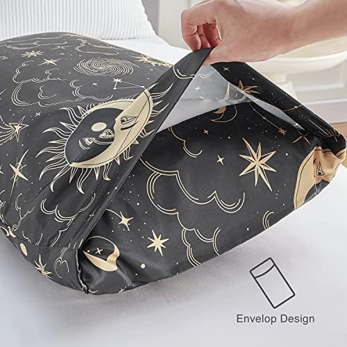 EXQ Home Satin Pillowcase Set of 2 - 20x30 Inches Black Printed 1