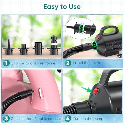 Electric Air Pump with 4 Nozzles for Inflatable Pools and Mattresses