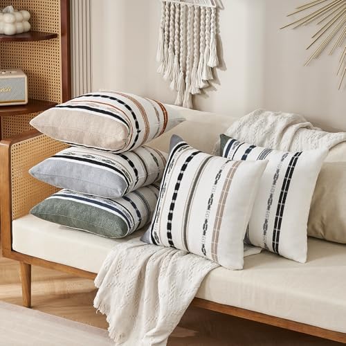Wosendy Boho Chenille Throw Pillow Covers Set of 2 18x18 Inch