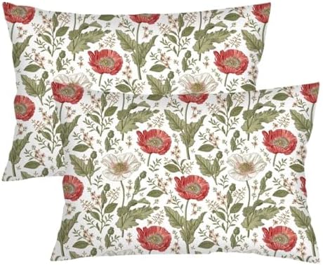 DINJUNA Wildflowers Throw Pillow Cover Set of 2 Queen Size 20x30