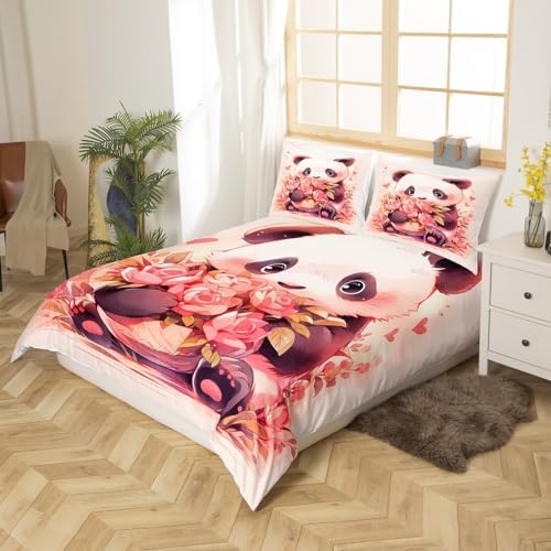 Feelyou Panda Bedding Set Twin - Cute 3D Print Duvet Cover Pillow Case
