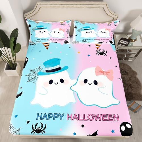 Homewish Cute Ghost Fitted Sheet Twin Size Set