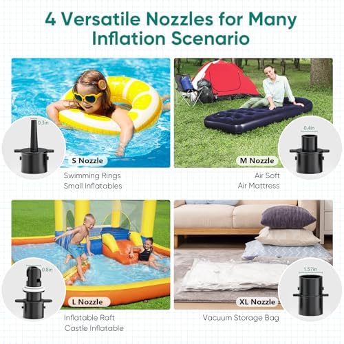 Electric Air Pump with 4 Nozzles for Inflatable Pools and Mattresses