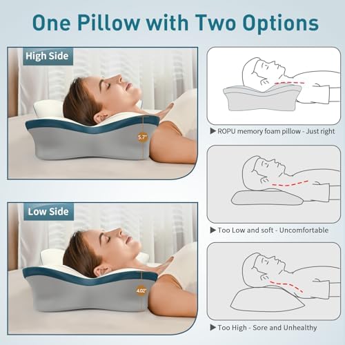 ROPU Cervical Pillow - Ergonomic Neck Support for All Sleep Positions
