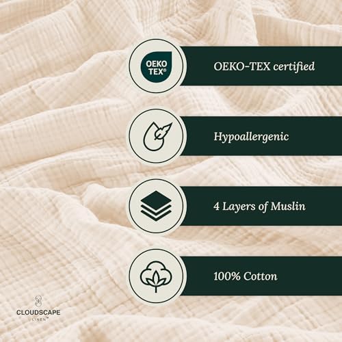 Soft 4 Layer Muslin Blanket Twin Size Ivory 1