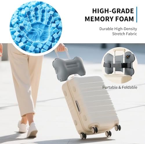 Travel Lumbar Pillow with Memory Foam Inflatable Support