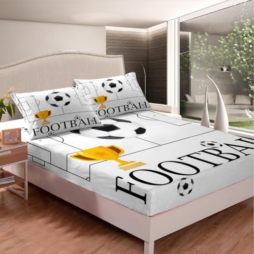 Castle Fairy Soccer Fitted Sheet Set Twin Size with Pillowcase