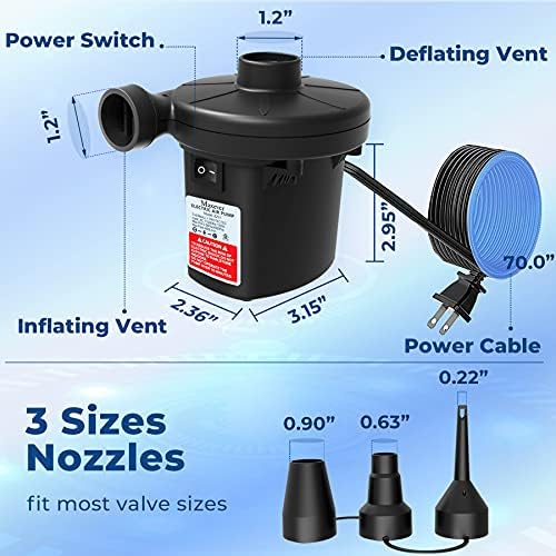 MAXEVER Quick-Fill Electric Air Pump with 3 Nozzles 1