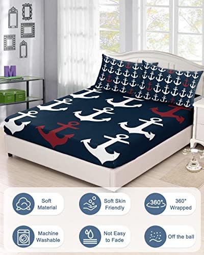 Twin Fitted Sheet Deep Pocket with Elastic Nautical Design