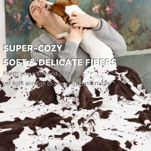 Cow Print Blanket for Kids - Ultra Soft Fuzzy Fleece Throw 40x50 Inch