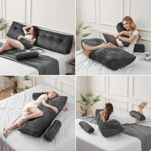 Z-hom Large Wedge Pillow Headboard - Grey