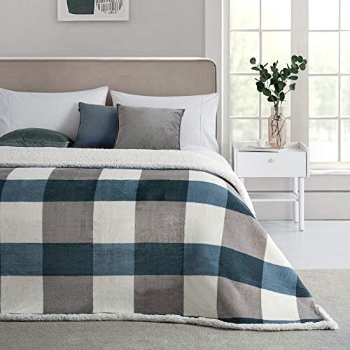 PU MEI Reversible Sherpa Fleece Throw Blanket 60 x 80