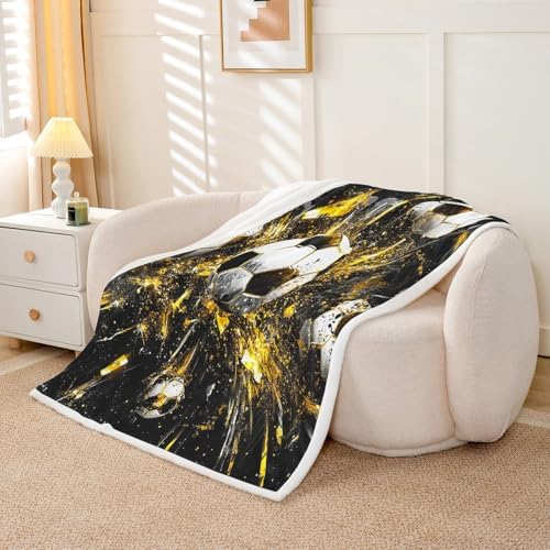 Feelyou Kids Football Sherpa Fuzzy Blanket for Sofa Bed 30x40