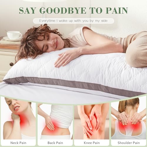 Decroom Memory Foam Body Pillow 20x54 Inch Ultra-Soft Diamond Quilted White