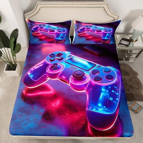 Castle Fairy Gamer Fitted Sheet Twin Size with 1 Pillowcase