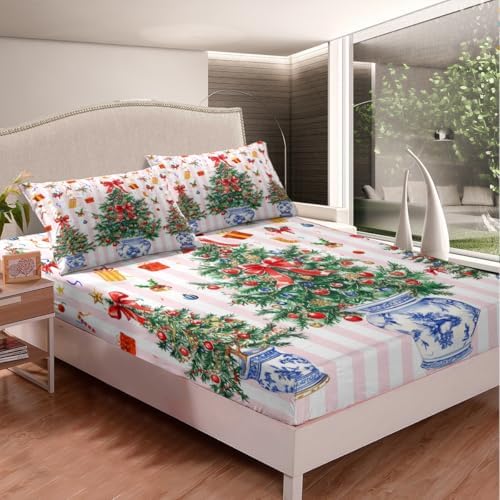 Homewish Merry Christmas Fitted Sheet Twin Set