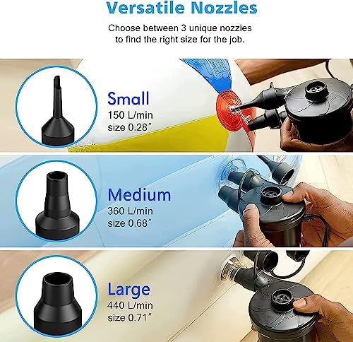 Motorenbau 3-NOZZLE Air Pump for Inflatable Mattresses and Cushions