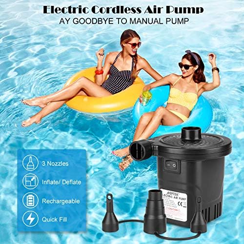 AGPTEK Rechargeable Air Pump with 4000mAh Battery and 3 Nozzles