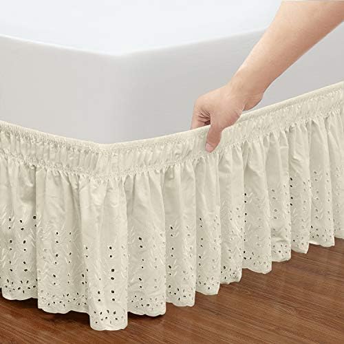 Adjustable Elastic Eyelet Bed Skirts with 145 Inch Drop