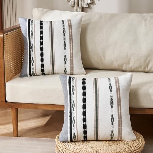Wosendy Boho Chenille Throw Pillow Covers Set of 2 18x18 Inch