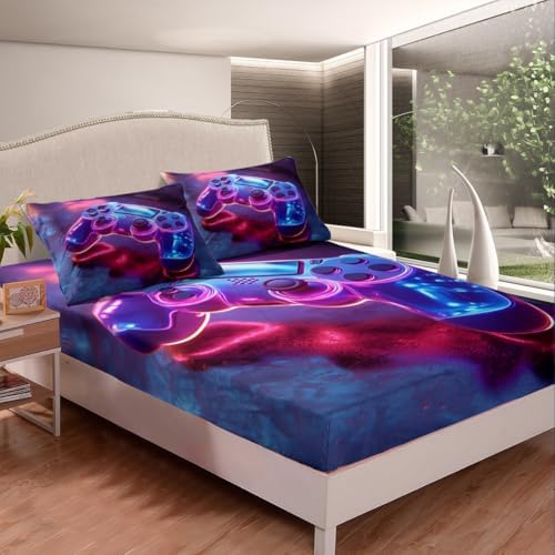 Castle Fairy Gamer Fitted Sheet Twin Size with 1 Pillowcase